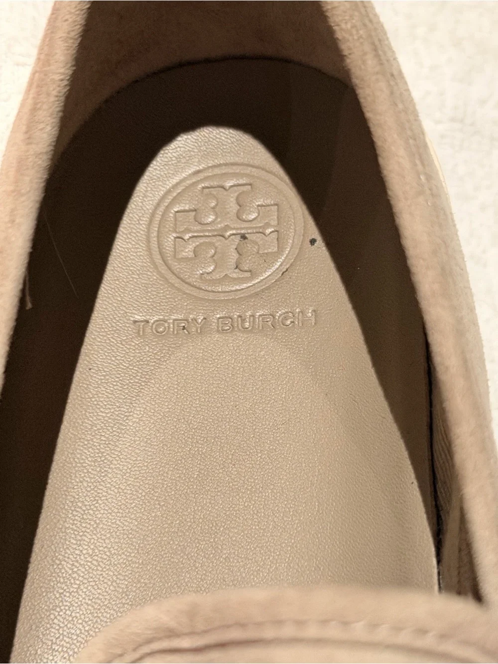 Tory Burch Taupe Suede Slip-On Espadrille Sneakers